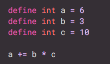 Original code, depicting a += b * c